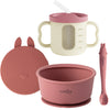 BOWL, DUAL TONE SIPPY CUP & EARLY FEEDING BENDABLE SPOON Set of 3 | Designed for Kids | BPA Free, Food Grade, FDA Approved | Easy to Clean | Cubkins