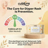 Cubkins pH 5.5 skin neutral wipes; pre-sterilized and safe for face, mouth, and sensitive areas from day 1.