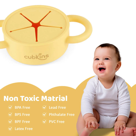 Cubkins non-toxic feeding gear: BPA-free, lead-free, phthalate-free, PVC-free, and latex-free food-grade silicone.