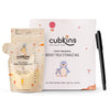 CUBKINS BREAST MILK STORAGE BAGS | Pre-Sterilized | Smart Temp. Sensor | BPA Free | Single Use | Leak Proof Double Zip | Separate Fill & Pour Spouts | 250 ml Capacity | Marker Included