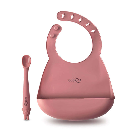 A specially designed early feeing bendable spoon + Lightweight, easily foldable food catcher | Bib | Baby feeding spoon | Silicone baby feeding product | Zero Plastic