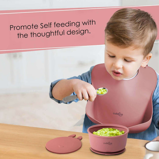 Silicone Bowl with a strong suction base to prevent spills and a fun design lid to keep food fresh. Contains ZERO PLASTIC. Made with premium quality silicone.