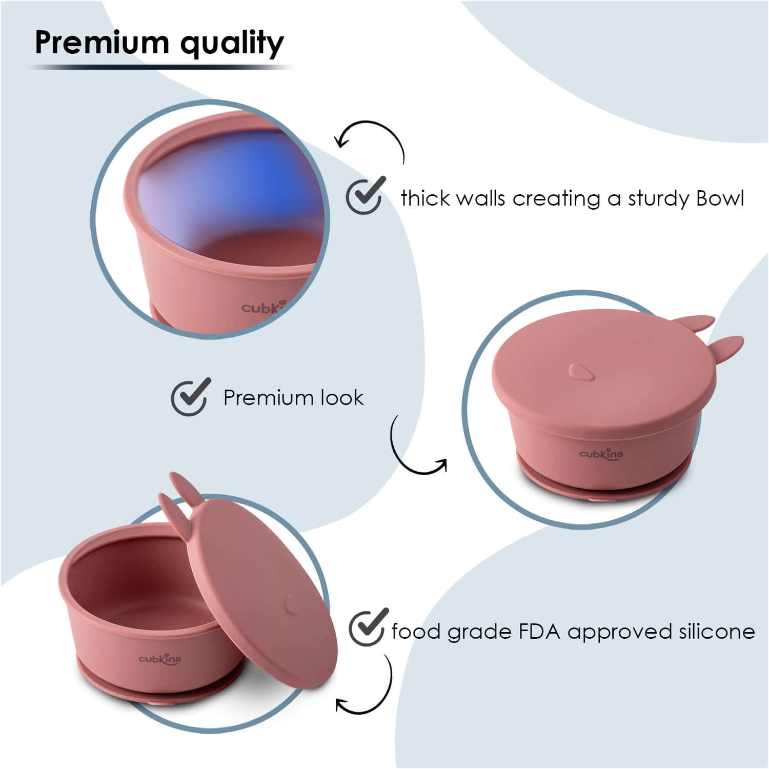 Silicone Bowl with a strong suction base to prevent spills and a fun design lid to keep food fresh. Contains ZERO PLASTIC. Made with premium quality silicone.