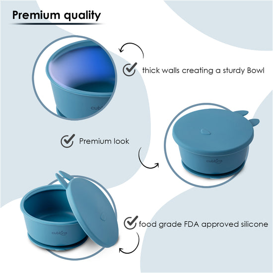 Bowl with Lid Features Blue Olive