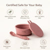 Cubkins raspberry baby bowl set safety certifications BPA free food-grade silicone dishwasher microwave safe