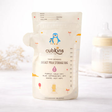 Cubkins Smart Temp-Sensing Breast Milk Storage Bag – 250ml, Self-Standing, BPA-Free