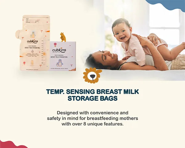 Cubkins temperature sensing breast milk storage bags, pre sterilized, leak proof and designed for zero contamination