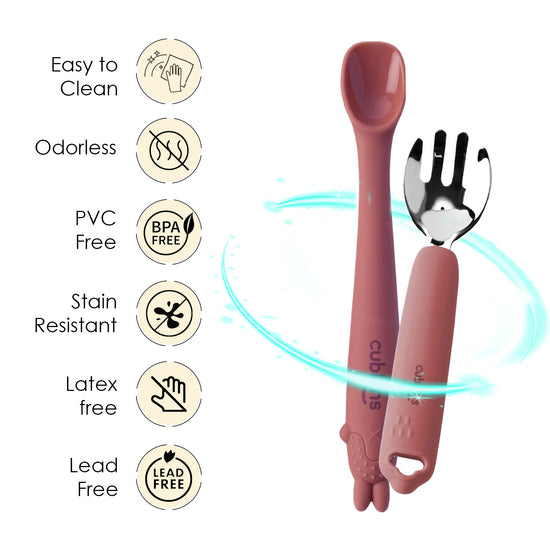 Cubkins SS Fork + Early Feeding Bendable Spoon combo