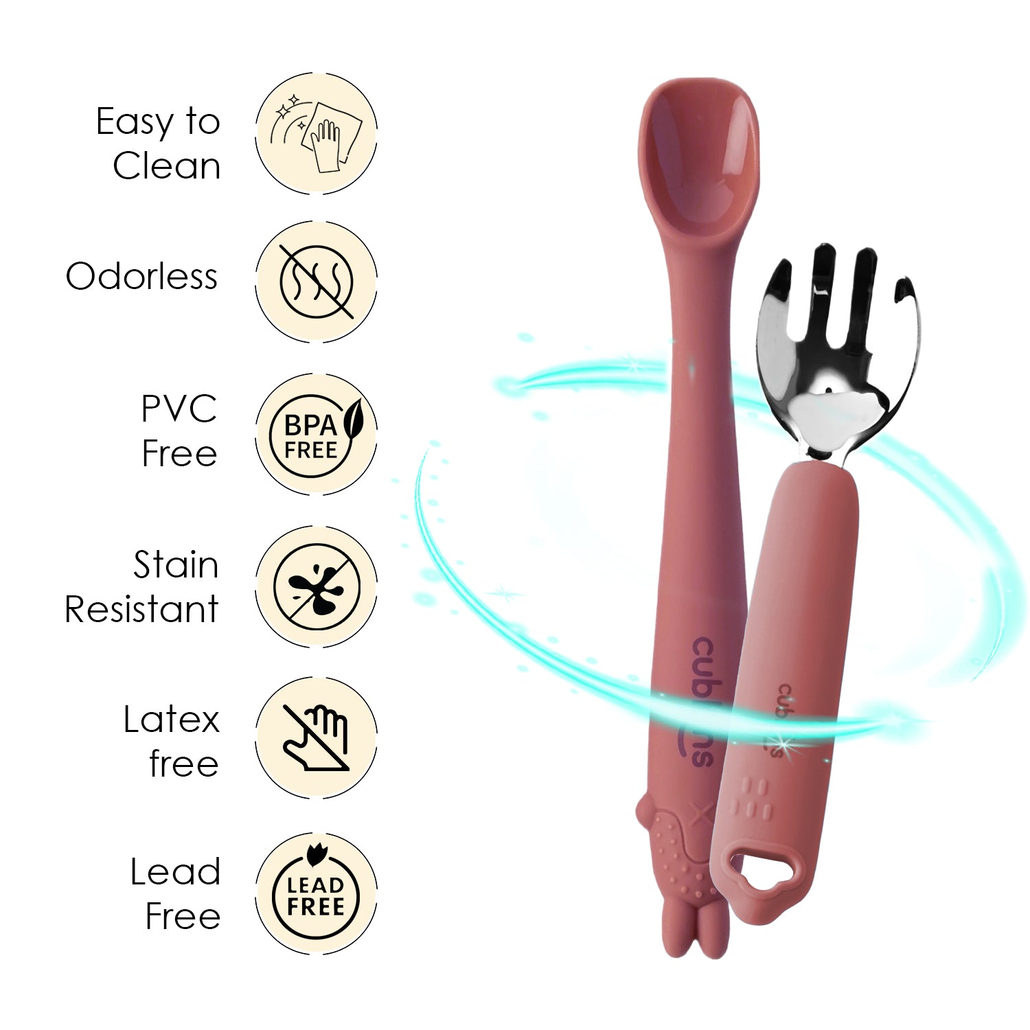 Cubkins SS Fork + Early Feeding Bendable Spoon combo
