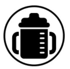 Minimalist black icon of a baby bottle symbolizing durable and long-lasting product design.