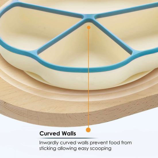 A 4 compartments Plate made with premium & high-quality silicone with a strong suction base | Zero Plastic | Baby Feeding Product