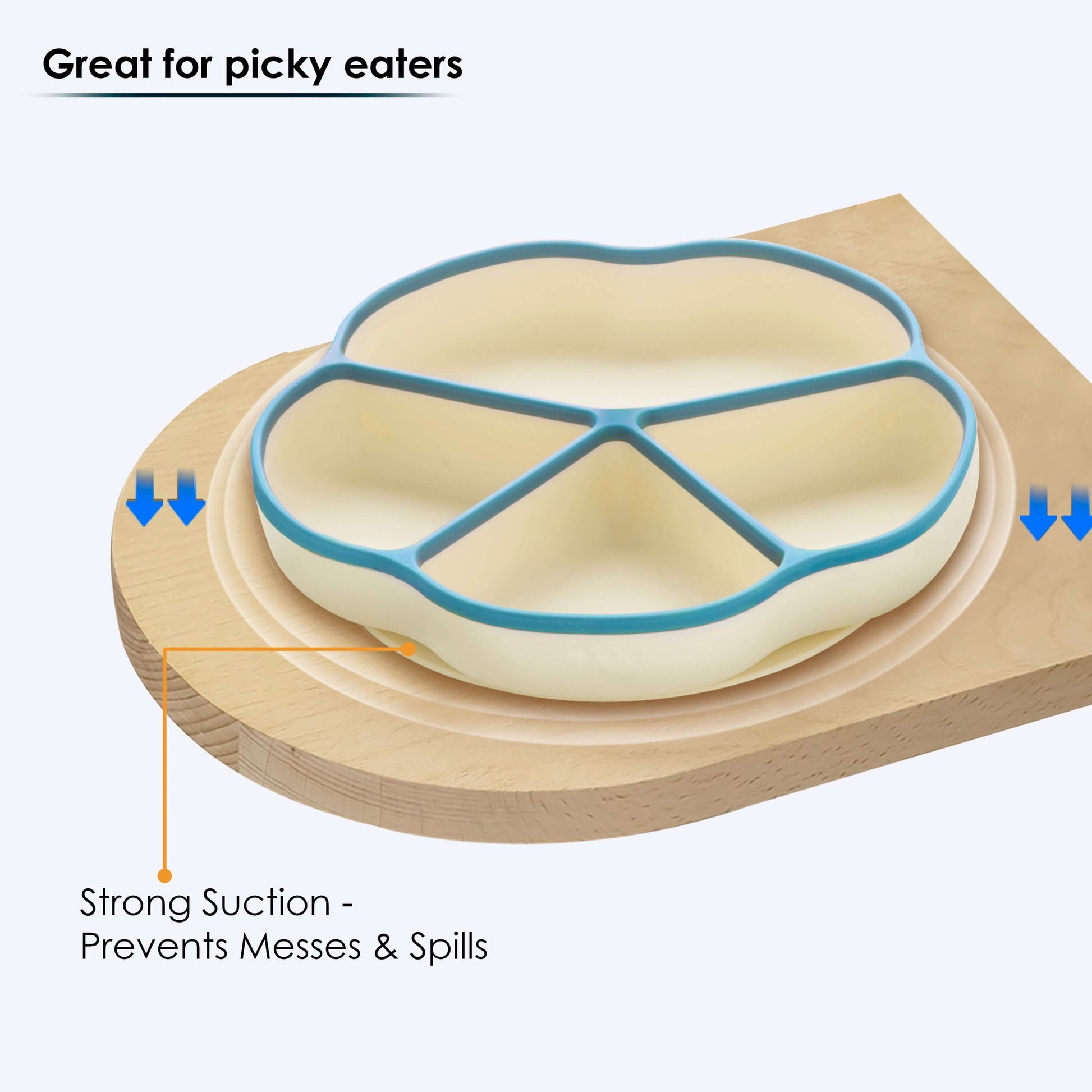 A 4 compartments Plate made with premium & high-quality silicone with a strong suction base | Zero Plastic | Baby Feeding Product