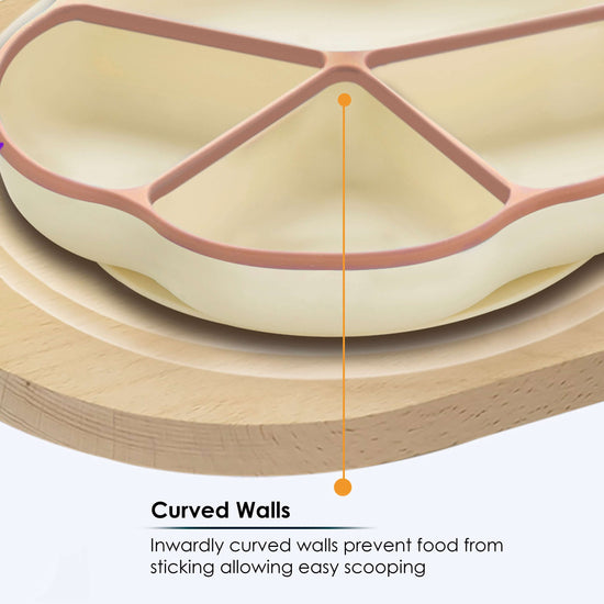 A 4 compartments Plate made with premium & high-quality silicone with a strong suction base | Zero Plastic | Baby Feeding Product