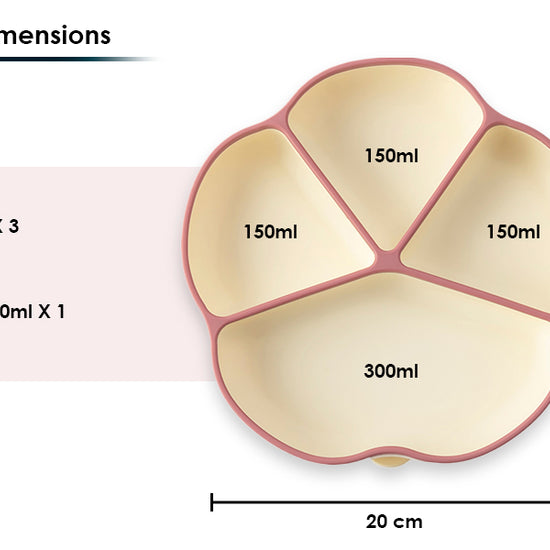 A 4 compartments Plate made with premium & high-quality silicone with a strong suction base | Zero Plastic | Baby Feeding Product