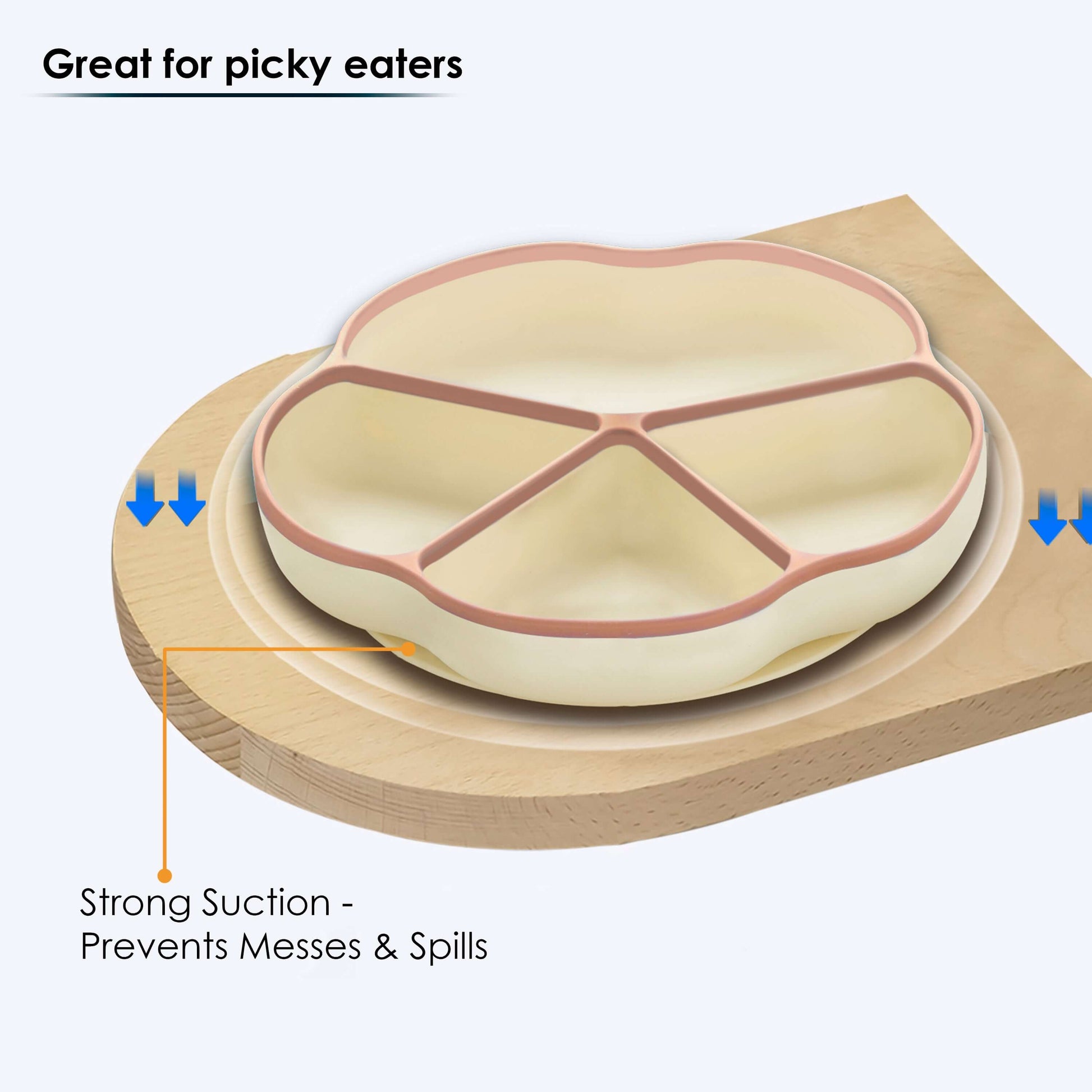 A 4 compartments Plate made with premium & high-quality silicone with a strong suction base | Zero Plastic | Baby Feeding Product