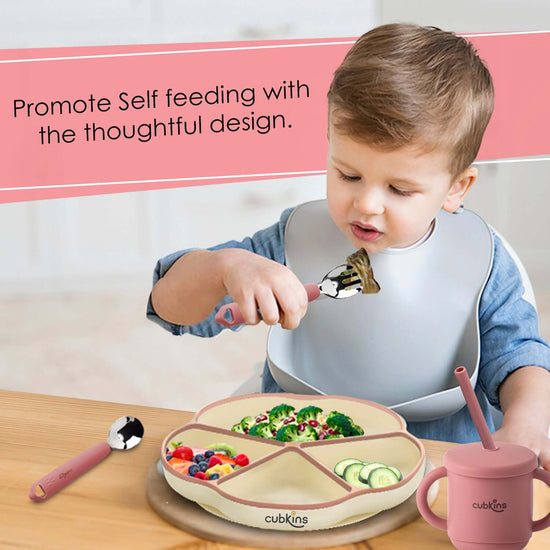 A 4 compartments Plate made with premium & high-quality silicone with a strong suction base | Zero Plastic | Baby Feeding Product