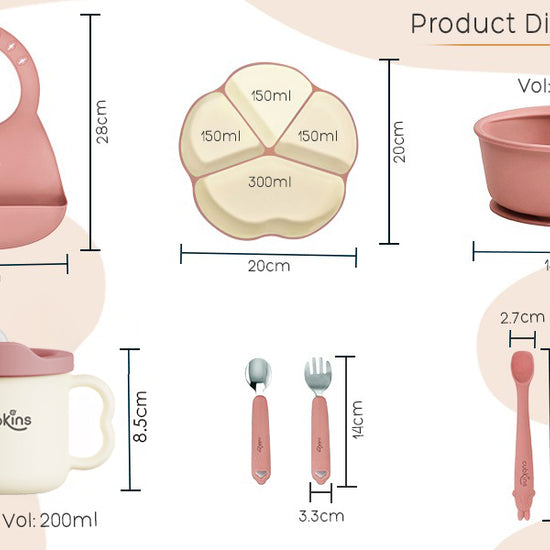 Product Dimension Raspberry Dual Tone feeding set