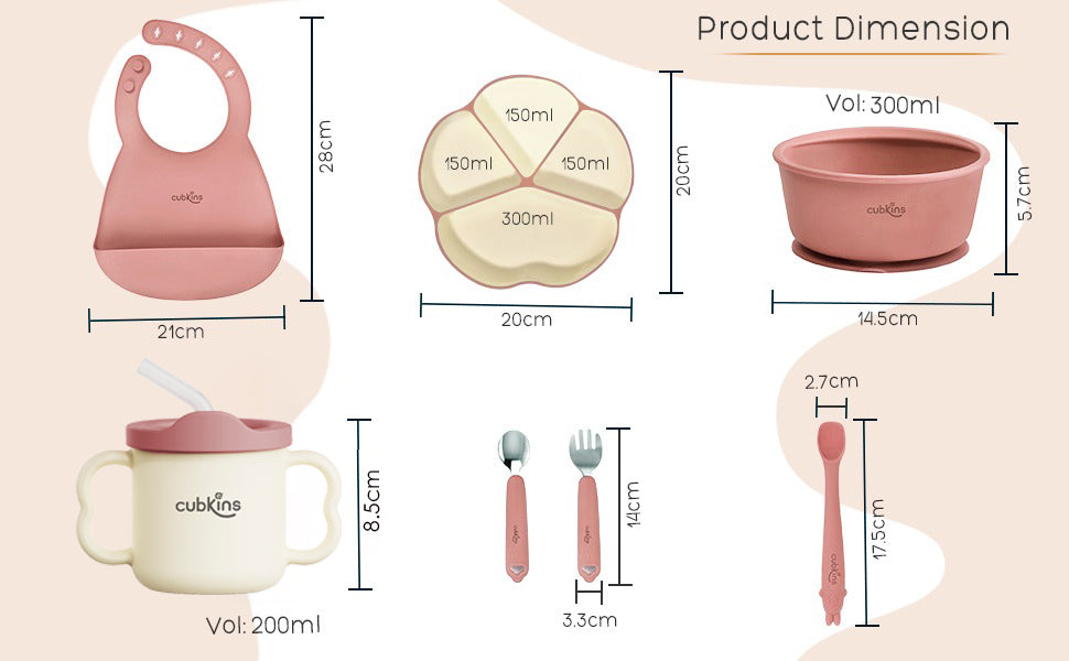 Product Dimension Raspberry Dual Tone feeding set