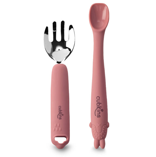 SS FORK + EARLY FEEDING BENDABLE SPOON SET | Cubkins