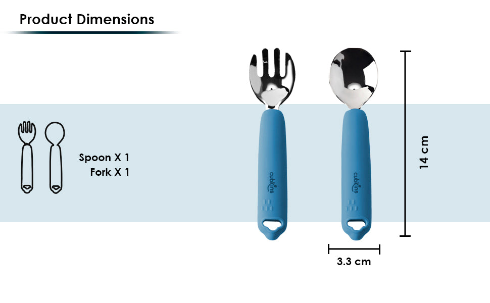 High Quality Steel Head Spoon and Fork | Silicone baby feeding product | Zero Plastic