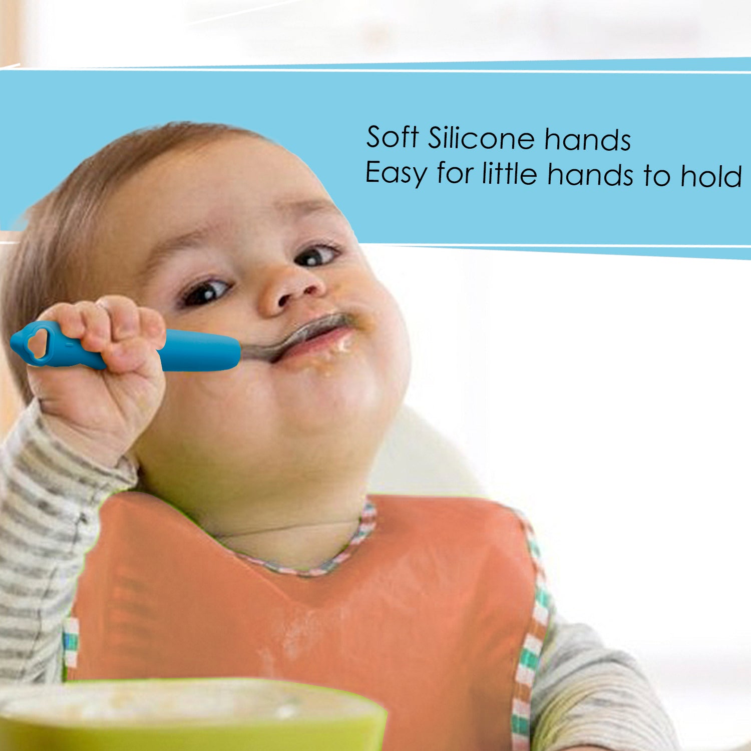 High Quality Steel Head Spoon and Fork | Silicone baby feeding product | Zero Plastic