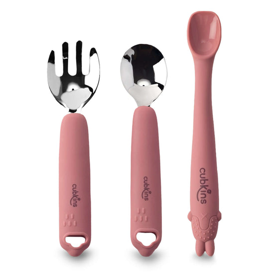 Spoon & Fork + Early feeding bendable spoon | Zero Plastic | Premium Quality Silicone | Baby Feeding Set