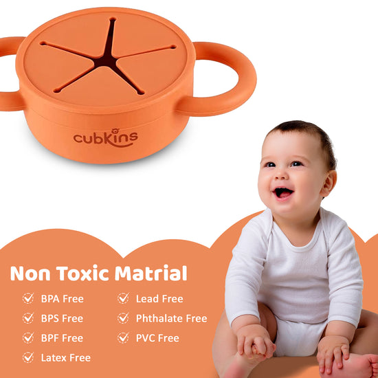 2 in 1 Cup: A Snack Cup + a Drinking Cup | Zero Plastic | Premium Quality Silicone | Baby Feeding Set