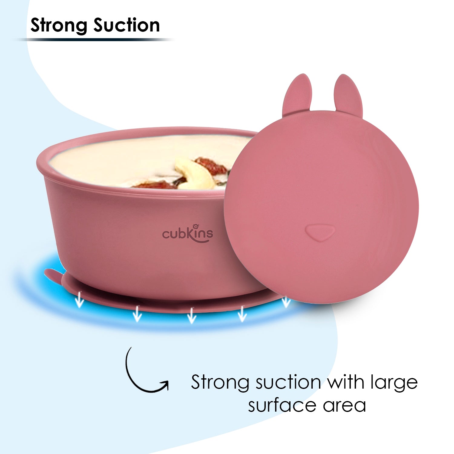 Strong Suction Bowl with Lid Features