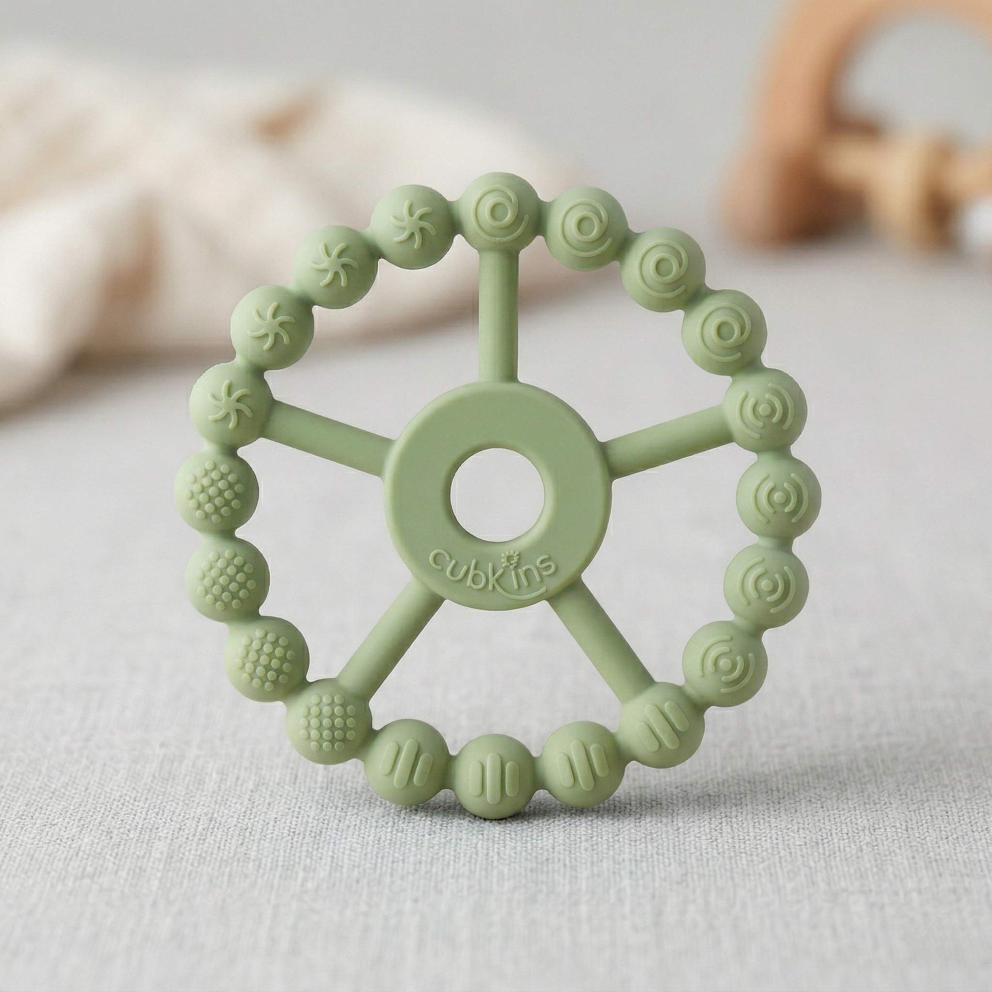 Cubkins Silicone Ring Teether in Lime green – BIS Certified, BPA Free, food-grade silicone teether for babies 3 months and above