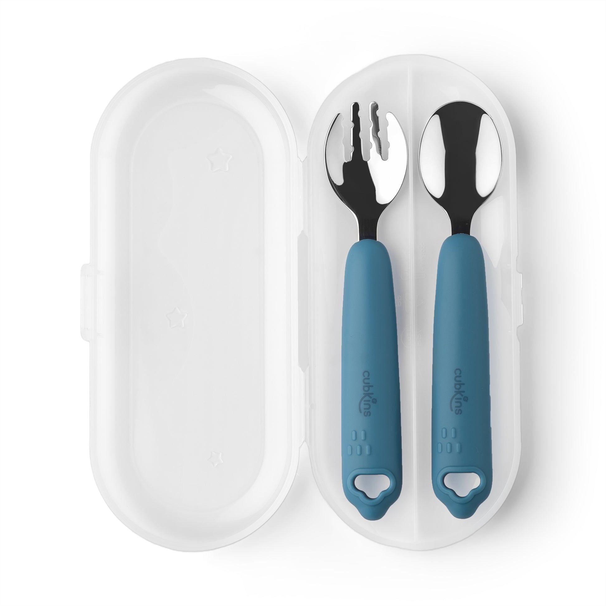 spoon and fork set olive blue