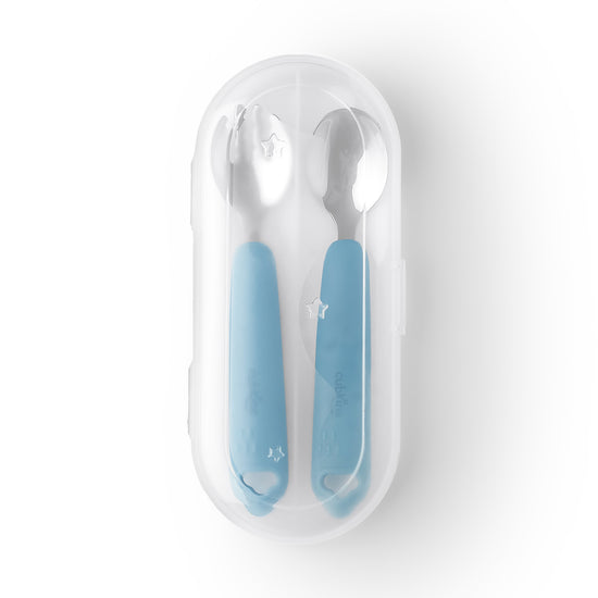 spoon & fork set with travel box Olive Blue